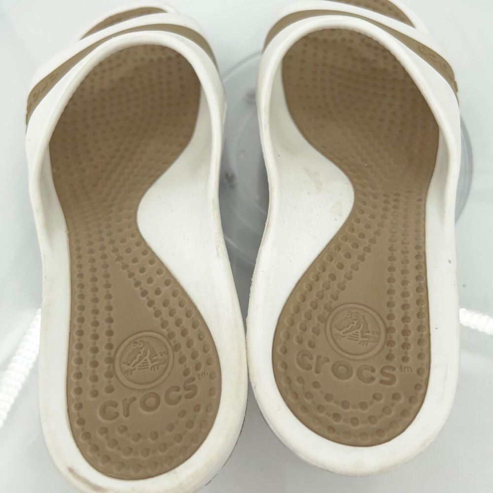 Crocs Sassari Slide Sandal Women's Size 7 Brown White Rubber Slip On Shoes - Picture 13 of 14
